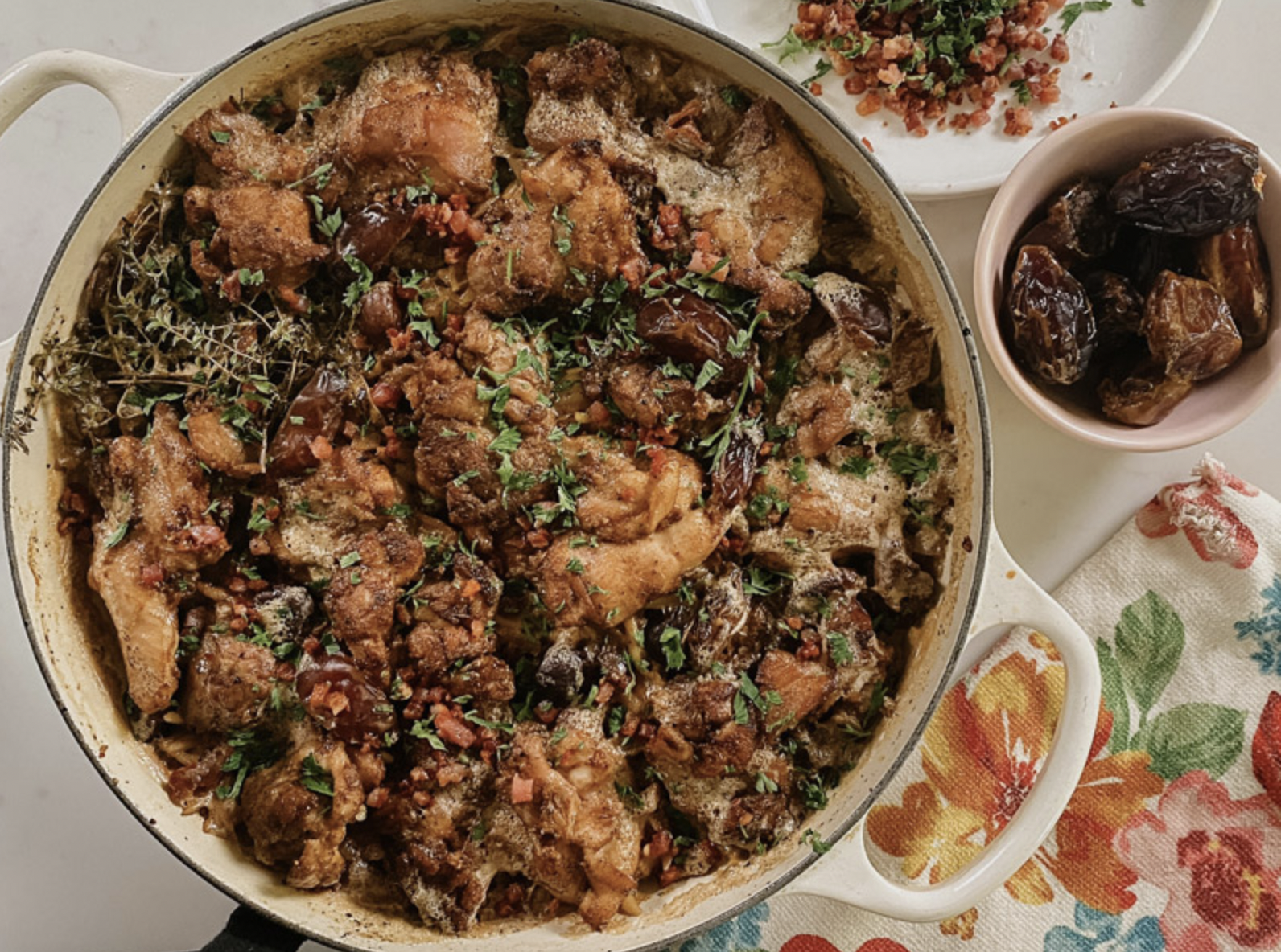 ONE POT DATE, CHESTNUT AND CHICKEN WITH ORZO – California Dates